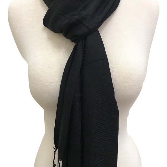 NWT Black Solid Pashmina Shawl - Picture 2 of 2
